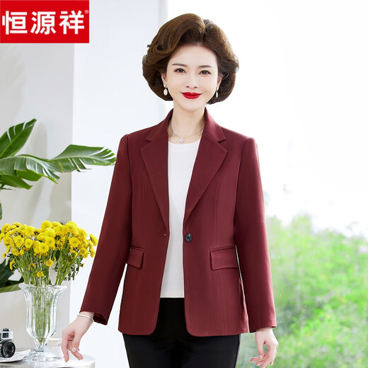 Hengyuanxiang 2025 new mother spring and autumn coat small suit short middle-aged and elderly coat simple versatile fashionable spring top M701.3-MQ728 Blue L