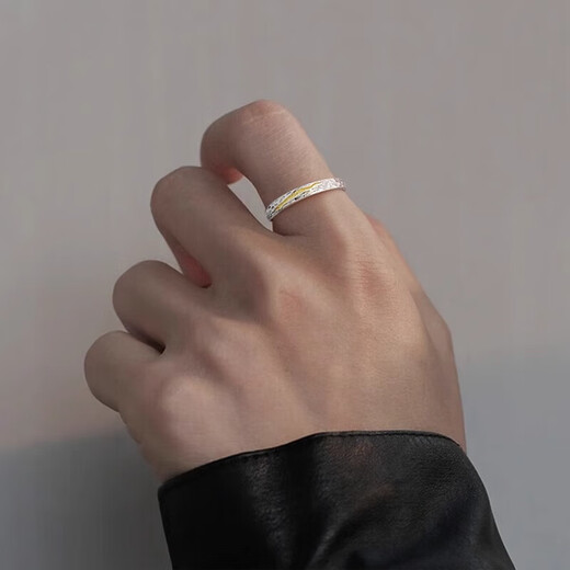 Qi Xiaomi pure S999 pure silver ring boys index finger ring open ring 2025 new high-end birthday gift for boyfriend 999 pure silver chasing light ring with adjustable opening