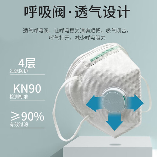 Baoweikang 9700V/9711V Staubdichtes Maske KN90 Unabhängige Verpackung mit Atemventil Anti-Smog Industriearbeitsschutz Dekoration Staubschleife Kohlemine atmungsaktiv 9700 V Atemstillgürtel (10 Teile)