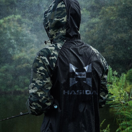 HISTAR fishing raincoat special waterproof ultra-thin breathable full-body rainstorm-proof thickened long lure raincoat fishing equipment four-season sleeved hooded fishing raincoat - Camouflage Green XL [recommended 165-180cm 65-85kg]