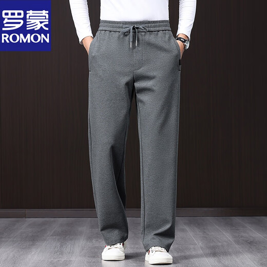 ROMON high-end heavy cotton middle-aged sports casual pants men's autumn and winter loose large size dad sweatpants gray pants 2210 dark gray spring and autumn style XL