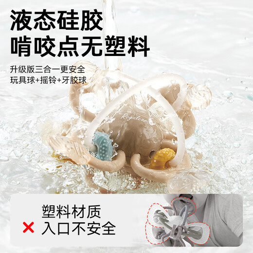 Royalcare Manhattan teether ball for babies 0-3-6 months, teething hand grasping ball, baby can chew food-grade silicone toy, Manhattan ball, skin texture-anti-chain/powder