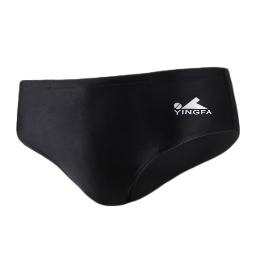YINGFA men's solid color wide-brimmed briefs professional competition training racing dry breathable chlorine-resistant comfortable swimming trunks equipment 9109-1 black 2XL (waist circumference 83-88cm)