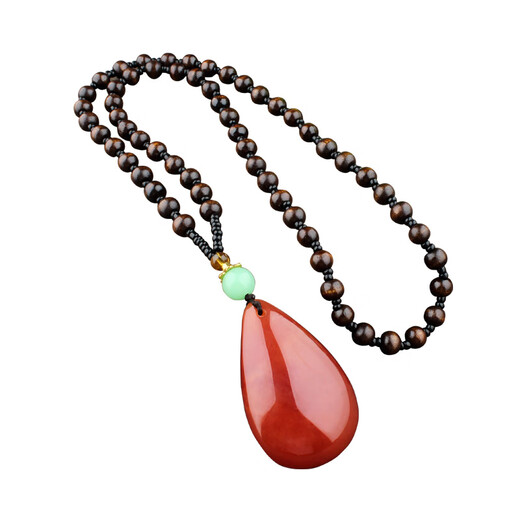 DL 1998 Fat Donglai same style blood amber beeswax water drop amber red men and women old beeswax pendant autumn and winter sweater chain accessories Wushi brand (shell style) wooden beads
