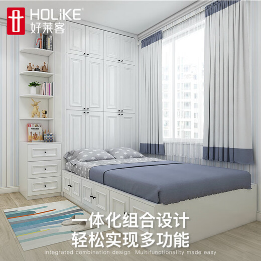 Holike tatami bed customization bedroom tatami wardrobe bed cabinet integrated bookcase desk furniture combination whole house customization custom gold
