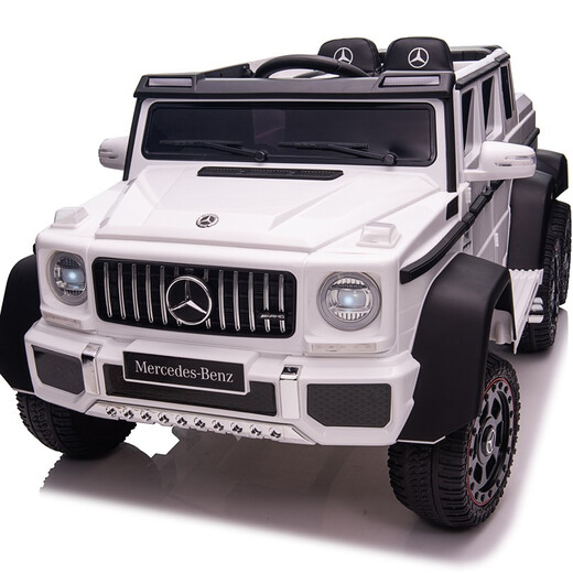 FUERBAO Mercedes-Benz authorized children's electric car can sit in an adult toy car, a child's six-wheel double stroller with remote control, six-wheel drive black + adult throttle + trunk + soft tires