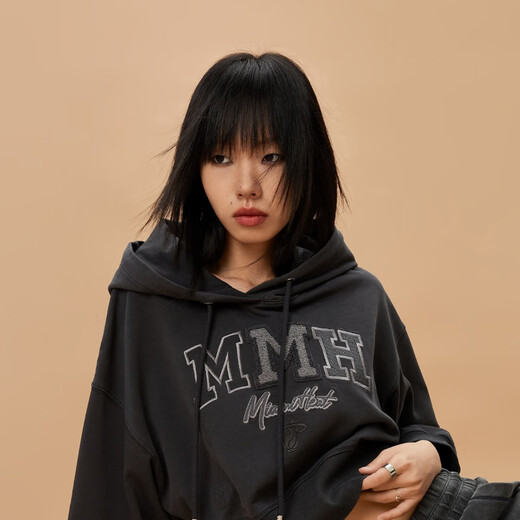 
ONLY autumn and winter NBA co-branded short shoulder-drop hooded long-sleeved sweatshirt for women 12349S035 E39 magnet gray M (165) 84A