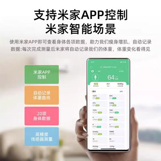 Lize [support Mijia App] Échelle de graisse corporelle Échelle électronique Échelle de poids du ménage Échelle de graisse corporelle haute précision Précision durable Perte de poids Échelle de graisse adulte Mijia Intelligent [rechargeable] Support Mijia APPRODE