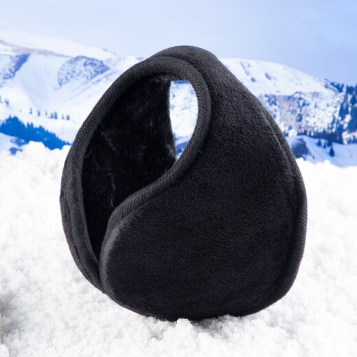 Bovonik earmuffs, earmuffs, earmuffs, winter plush earmuffs, winter back-worn warm earmuffs, thickened large black