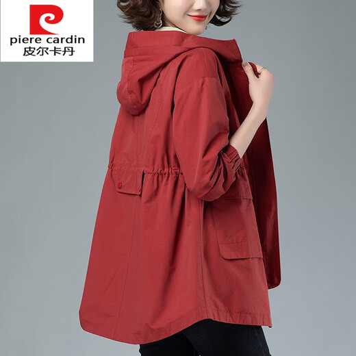 Pierre Cardin knitted hooded windbreaker for women Spring and Autumn 2025 Korean style loose mid-length long-sleeved casual slim coat Brown (size too large) M recommended 108Jin Jin equal to less than 0.5kg