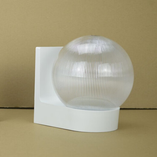 Yaotian Outdoor Waterproof and Sunproof LED Ball Wall Lamp Simple Modern Balcony Aisle Staircase Exterior Wall Creative Ball Wall Lamp White Base Transparent Striped Ball +30W LED Bulb White Light