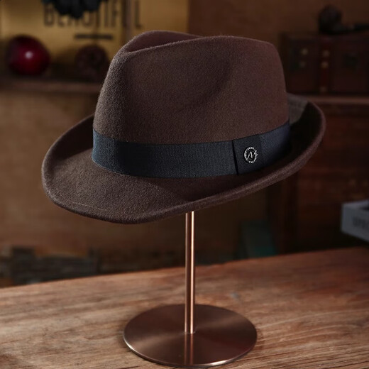 Ofandi Top-Hut Herbst und Winter Little British Gentleman Hut Pure Woll Casual Tweed Filz Hut mit kleinem Rand mittleren Alters und älteren Jazz-Hut klassisches schwarzes XL (60-62 cm geeignet für einen extra großen Kopfumfang geeignet