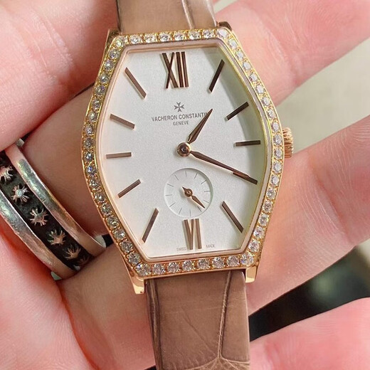 [SEGUNDA 99 NUEVO] Vacheron Constantin Watch Watern's Watch Malta Series 28.40*38.67 mm Diámetro Casco de reloj de lujo de segunda mano Reloj 81515/000R-9892 Manual Mechanical Pink Gold Diamond-Set Sing Watch