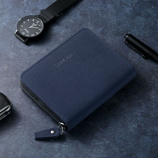 QUEEN TRIP simple card bag for men, multiple card slots, large capacity, anti-theft driver's license, bank card, anti-demagnetization, multi-function wallet, royal blue, medium organ, 24 card slots