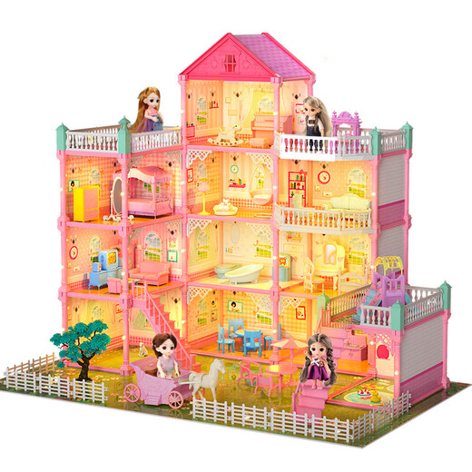 Yunya Kinderspielzeug Mädchen spielen Haus Haus Set Princess Castle Doll Haus Puppe Haus kleines Mädchen Geburtstagsgeschenk [Dream Light] Luxus Villa Princess House