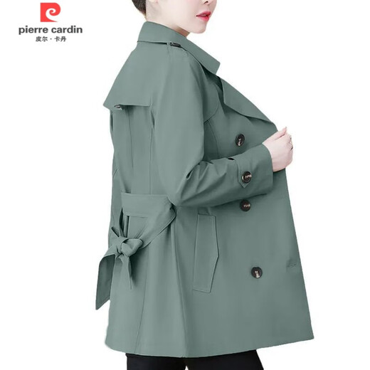 皮尔卡丹（pierre cardin）女装风衣女士春秋季新款韩版时尚休闲百搭中长款外套女大衣 墨绿色 4XL 建议152-170斤
