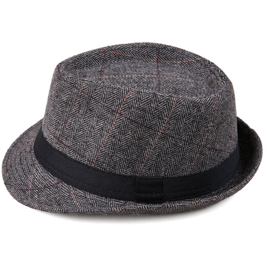 Denssyne Shanghai Beach Hat Men's Spring British Jazz Hat Casual Top Hat British Woolen Middle-aged and Elderly Warm Panama Hat Light Gray (55-58cm)