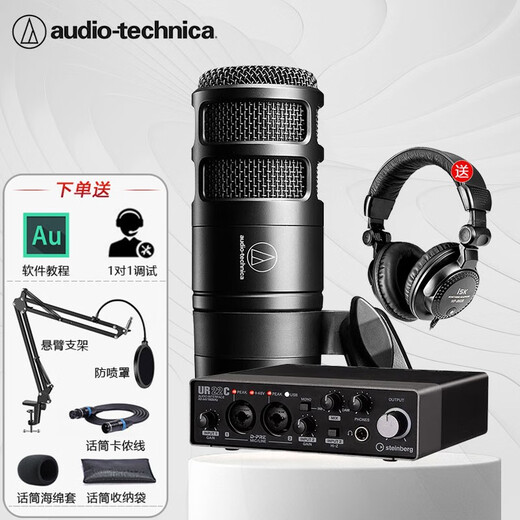 Audio-technica at2040 dynamic microphone audiobook recording set human voice noise reduction professional equipment game live broadcast radio dubbing with Yamaha UR22C sound card set