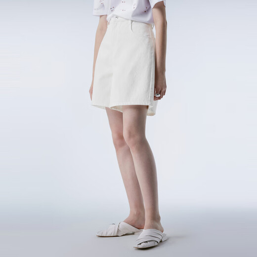 江南布衣（JNBY）【商场同款】24夏新款牛仔短裤女纯棉宽松休闲阔腿经典5O4E12140 986/牛仔白 S