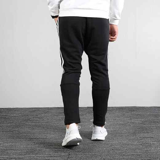 Adidas Herrenhosen, Frühlings- und Herbst -Fitnesstraining -Hosen, atmungsaktive Casualhosen, Hosen, schlanke Hosen, DT9901/Schwarz/Seite, die drei Streifen kontrastieren