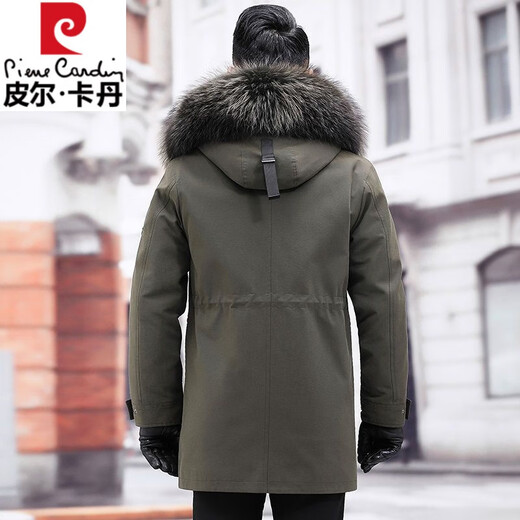 Pierre Cardin parka men's removable full mink lining fur one-piece coat mid-length off-size mink velvet fur coat winter military green newly upgraded special thick section M 100Jin Jin equal to less than 0.5 kg