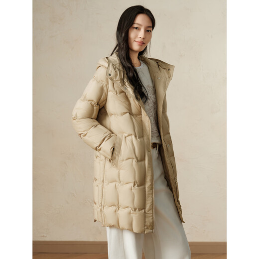 Jiuzi Annako Down Enjoy Casual Simple Light Warm White Duck Down Mid-Length Down Women's Winter Khaki M
