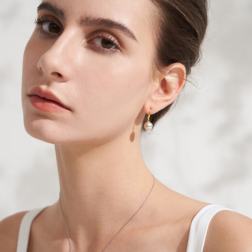 Tahitian 18K gold akoya pearl earrings 8.5-9mm round strong light seawater pearl earrings jewelry for my wife