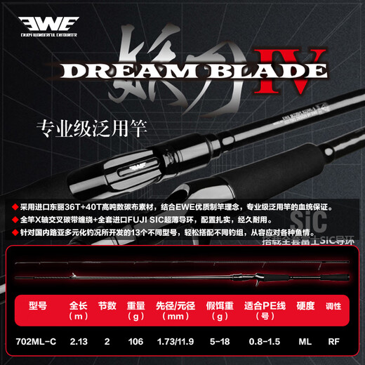EWE路亚竿22款妖刀四代4代直柄枪柄泛用远投淡海水钓鱼竿父亲节礼物 2.13m /702ML-C 枪柄2节