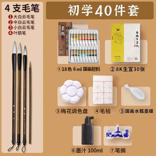 Surada Chinese Painting Pigments Chinese Painting Pigments Chinese Painting Pigment Set Beginner Students Children's Ink Painting Landscape Painting Introduction 18 Colors 6ml Beginner Set SD157 Sketching Mark Pen Painting