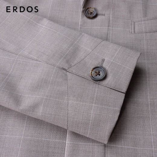 ERDOS 春夏商务休闲简约舒适软糯顺滑含羊毛时尚百搭男上衣夹克外套 中驼格形 L 175/96A