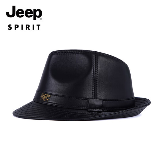 JEEP SPIRIT Genuine Leather Hat Men's Autumn and Winter Jazz Hat for Middle-aged and Elderly Cowhide Gentleman Hat Shanghai Beach Hat Outdoor Dad Hat Cowhide Brown Medium Size XL (57-58cm)