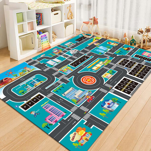 Jinko children's crawling carpet city traffic scene map toy blanket road track parking lot carpet gray city-3 200*300 cm with small mat