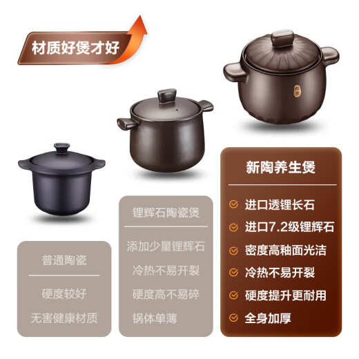 SUPOR casserole soup pot ceramic gas stove casserole clay pot rice stew pot casserole stew pot clay pot double ore fully thickened [most choices] choose 6 liters (can stew a complete chicken) new TB60A1