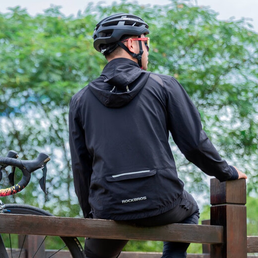 ROCKBROS cycling suit suit for men and women, long-sleeved trousers and underwear, outdoor cycling sports jacket, autumn and winter, spring and autumn cycling suit, black (with trouser pads) 2XL