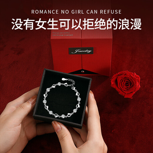 Haikayi Light Luxury Heart of the Ocean Bracelet Women's Gemstone Bracelet Anniversary 520 Valentine's Day Birthday Gift for Elderly Inlaid with Swarovski Blue Zirconium