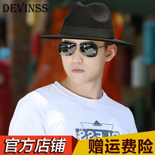 Top hat men's Shanghai beach hat Xu Wenqiang's same style British top hat jazz dance hat classic woolen hat felt hat groom's official hat big brim hat top hat women's hat black