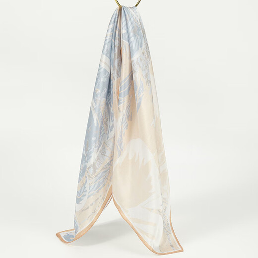 The Da Vinci Code Silk Scarf 100% Mulberry Silk Scarf Women's High-end Silk Scarf Mom's Birthday Gift Silk Scarf for Elders Monstera Leaf Flower Mist Blue