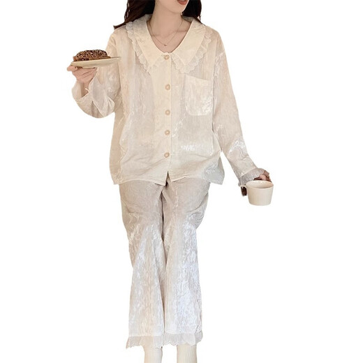 Yu Zhaolin Golden Velvet Pajamas Autumn and Winter New Fairy White Princess Style Lace Small Fresh Suit Student Home Clothes Suit