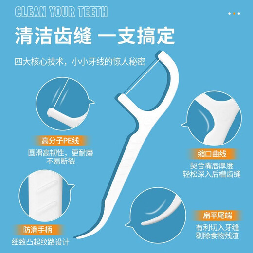 牙县令牙线棒超细高分子细滑一次性牙签牙线便携牙线盒牙线签包装随机发 4盒/200支【高强韧性】