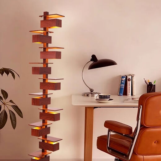 Zhongshuai Lampadaire de villa à eau qui coule Designer Salon simple Imitation grain de bois Lumière et ombre Art Ornements Lampe décorative Lampe de table à eau qui coule Noir