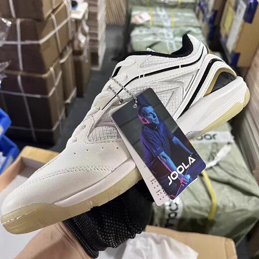 JOOLA JOOLA Raptors table tennis shoes for men and women, wear-resistant, non-slip, shock-absorbing, professional table tennis shoes, Raptors, pearl white/gold, shoes too small 38 (240mm)