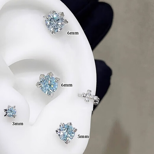 QMXD Exploding Maldives Blue Dragon Claw Ear Bone Nails Women's Titanium Steel Flat Bottom Twist Cochlear Nails Couple Earrings No need to take them off when sleeping.