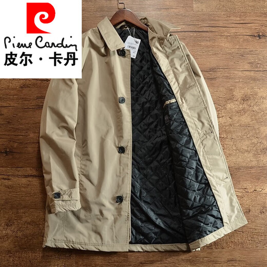 Pierre Cardin 2026 Autumn and Winter Men's Quilted Warm Winter Jacket Mid-Length Windbreaker Coat Versatile New Product Black S (130-145Jin Jin equals 0.5kg)