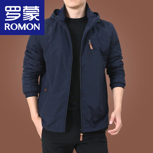 Romon Herrenjacke Herbst und Winter plus Samtjacke Herren Winter Casual Clothes Herren-Top-Kleidung für Männer mittleren Alters Dicke 9898 [dunkelblau] Abnehmbares Hut-Assode-Velvet ohne zusätzlichen Preis l 175spezifikationen (135jin [Jin ist gleich 0,5 kg])
