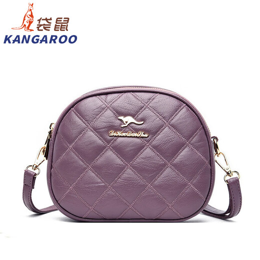 袋鼠（KANGAROO）女包2024新款时尚三层小圆包女斜挎包软皮气质百搭女手提包单肩包 黑色
