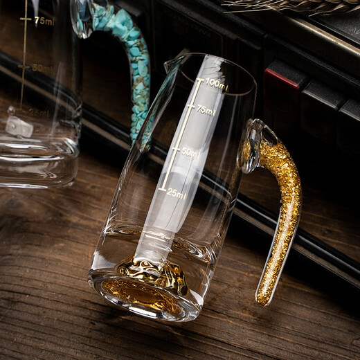 Luxury Flowers crystal glass white wine cup wine divider wine jug decanter pouring wine jug set red wine Chinese style wine jug wine set seven-character gold foil handle 100ml Jinshan wine divider 2 pieces