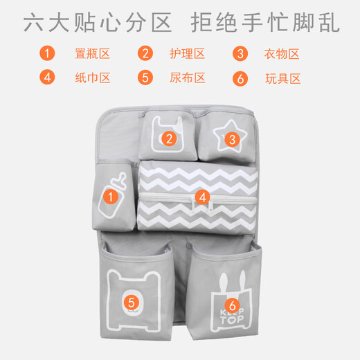 CLCEY婴儿床床头收纳挂袋尿片收纳袋床边置物袋多功能婴儿车挂包置物架 天蓝色