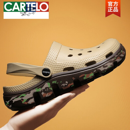 卡帝乐鳄鱼（CARTELO）踩屎感洞洞鞋男款夏季外穿2025新款防滑情侣eva大头拖鞋女款凉鞋 739深蓝 40