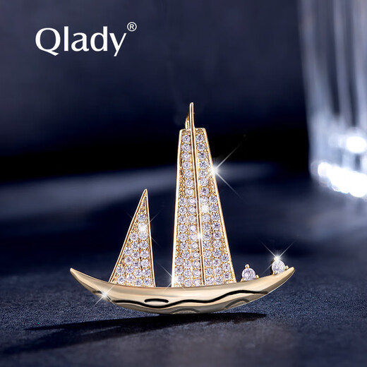 Qlady men's fashion brand brooch sailing brooch lapel pin suit corsage high-end women's accessories birthday company gift