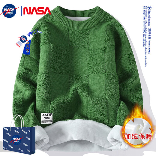 WHIM NASA sweater men's round neck autumn and winter pullover sweater trendy New Year red magenta animal year of the horse year of the year New Year greetings red XL